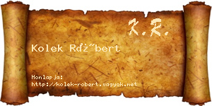 Kolek Róbert névjegykártya